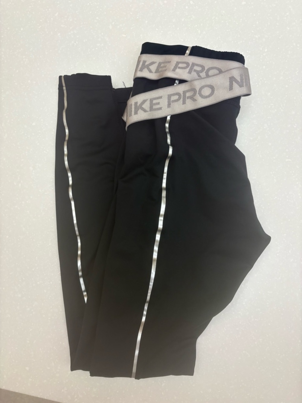 Nike Black Leggings with Silver Reflective Accents